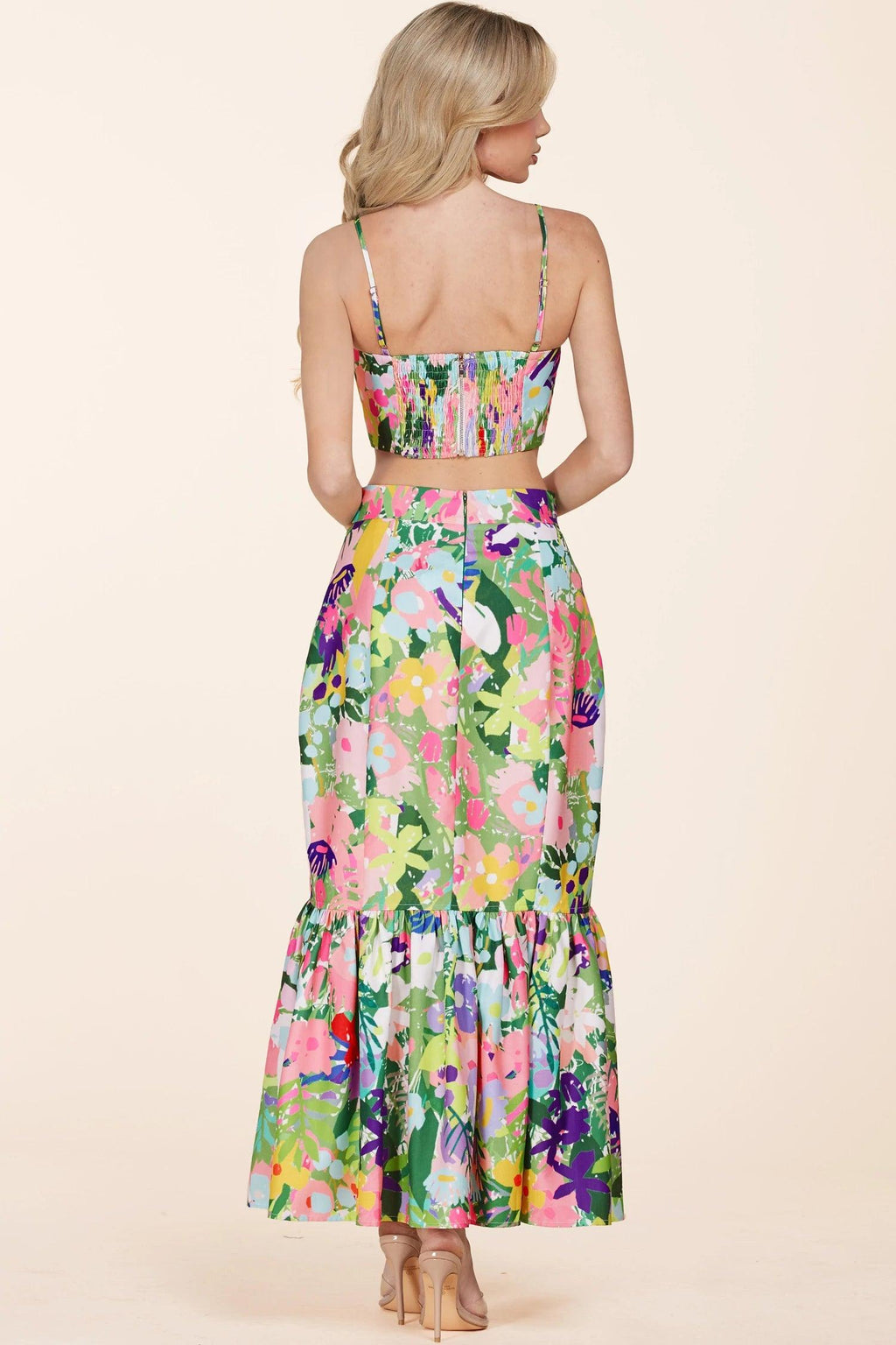 Colorful flower print two-piece set - PRIVILEGE 