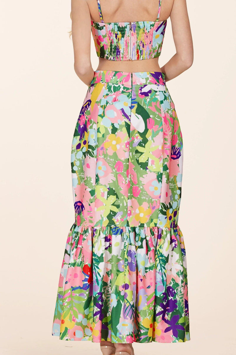 Colorful flower print two-piece set - PRIVILEGE 