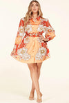 ORANGE PRINTED MINI DRESS - PRIVILEGE 