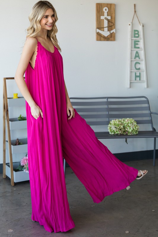 Sleeveless Open Back Wide Leg Jumpsuit - PRIVILEGE 