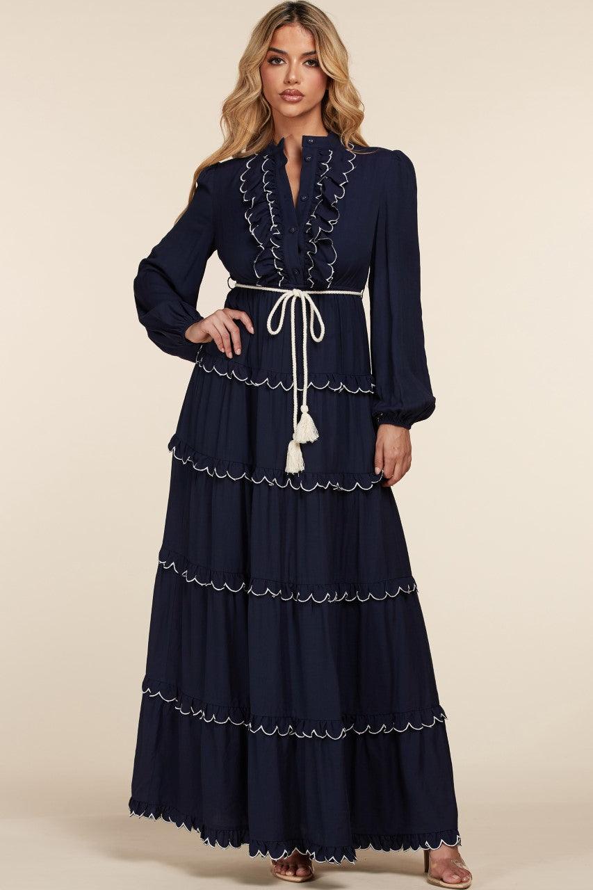 NAVY TEARS MAXI DRESS - PRIVILEGE 